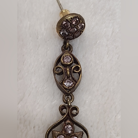 Antique Paste Chandelier Earrings With Clear & Red Stones ***READ DESCRIPTION*** - Picture 10 of 16